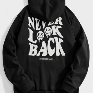 NWT Black hoodie Never Look Back L (40)